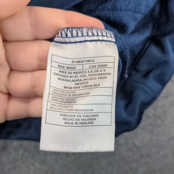 Nike Mens Pullover Hoodie Blue Medium Long Sleeve Shoulder Stripe - Picture 9 of 12